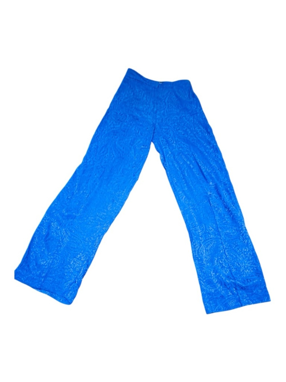 Zara Royal Blue Jacquard Paisley Straight Leg Pants Size Small